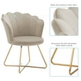 thumbnail image 6 of Duhome Velvet Accent Chair with Gold Metal Legs, Sherpa Makeup Vanity Guest Chair Bedroom Chair, Khaki, 6 of 8