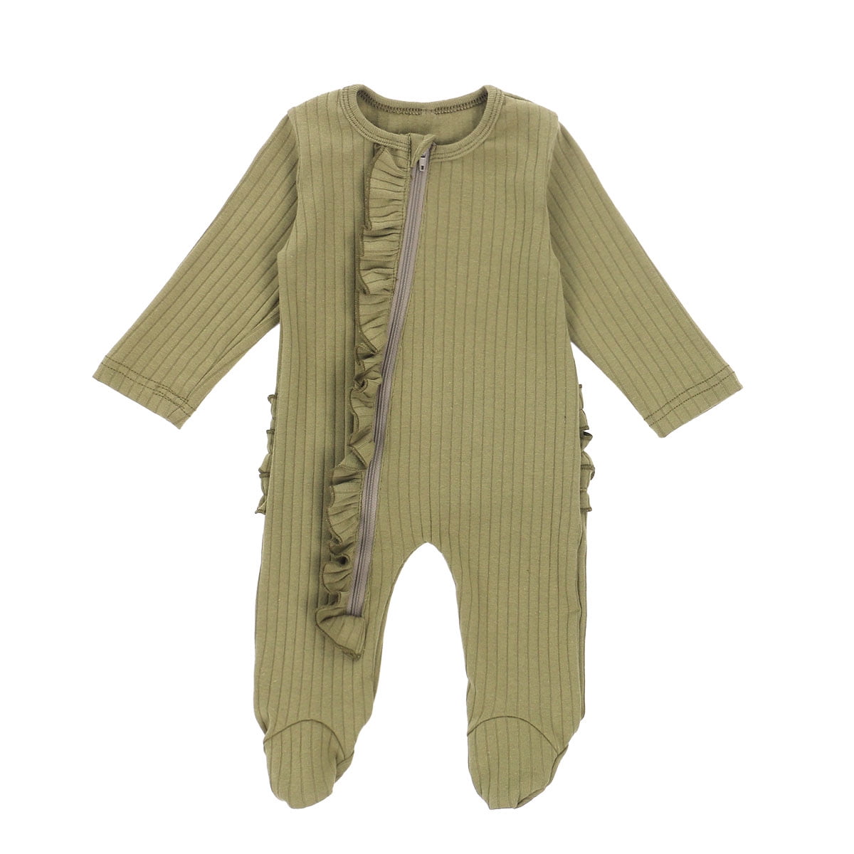 Seyurigaoka Baby Girl Boys Romper Jumpsuit,Organic Cotton One-Piece Coverall,Long Sleeve Ribbed Pajamas Fall Outfit 