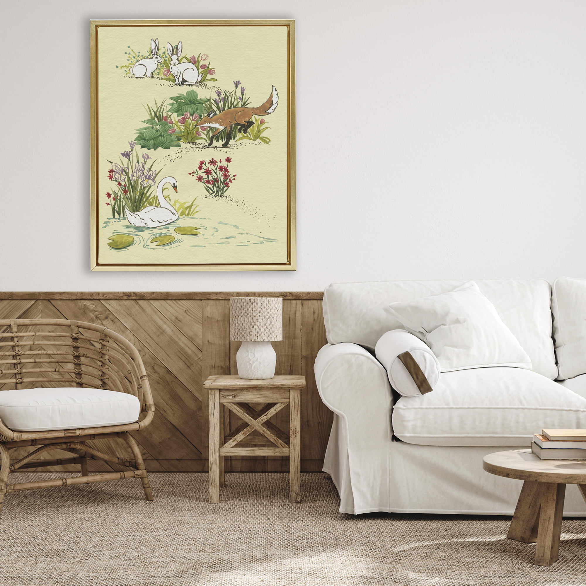 Stupell Industries Animals In Nature Scenes Gold Framed Floater Canvas Wall Art, design by Grace Popp