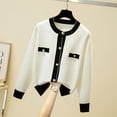 thumbnail image 4 of Suéter mujer 2024 Suéter elegante para mujer y cárdigans con botones y cuentas de perlas Chaqueta de punto formal blanca y negra jersey mujer, 4 of 5