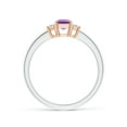 thumbnail image 2 of ANGARA Natural Amethyst and Diamond Three Stone Ring in 14K White & Rose Gold for Women (Size-6x4mm) | February Birthstone, Birthday, Anniversary, Jewelry Gift for Women | Natural Amethyst Ring, 2 of 9