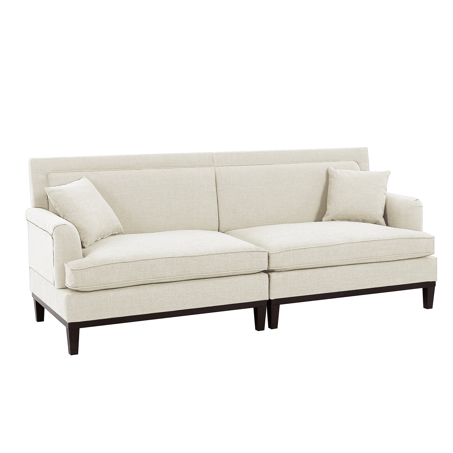 Kadyn Upholstered Loveseat Sofa, Sofa Couches with Wooden Legs and Two Throw Pillows for Living Room, Beige