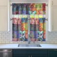 thumbnail image 3 of Kitchen Curtains 36 Inch Short - 3 Panel Set, Rod Pocket Window Curtain, Boho Floral Tribal Style, 100% Polyester for Farmhouse, Kitchen, Cafe, Bedroom, Easy Wash, 3 of 6