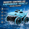 thumbnail image 4 of Zacro Amphibious Remote Control Car for Kids, 2.4GHz RC Shark Truck 360° Rotating Stunt Car with LED Lights, Waterproof All Terrain Off-Road Monster Toy Truck for Boys & Girls Ages 3+, 4 of 9