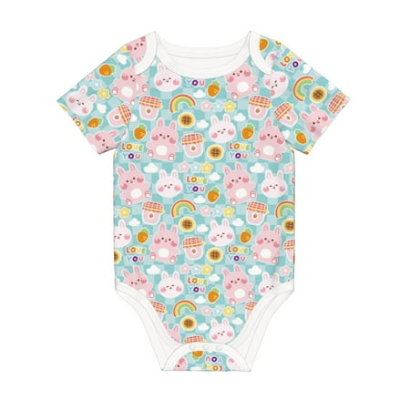 

Matuu Love You Rabbit for Baby Short-Sleeve Bodysuit Soft Cotton Comfortable and Breathable Perfect for Newborns and Infants