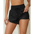 thumbnail image 4 of Sociala Women's Double Layer Swim Bottoms High Waisted Drawstring Bermuda Shorts Swimwear, 4 of 8