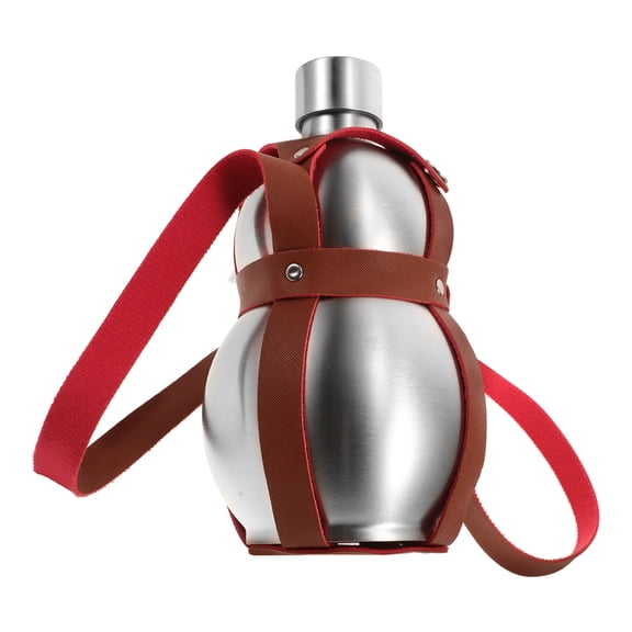 PBPBOX Stainless Steel Gourd Bottle with PU Sleeve Portable Outdoor Water Flask