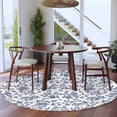 thumbnail image 4 of 7ft Round Rug, Blue Flower Non-Skid Rubber Backing Large Area Rugs - Living Room Bedroom Home Office, Spring Leaf Vintage Farmhouse Boho Plant Indoor Floor Mat Carpets Washable Rug, 4 of 9