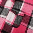 thumbnail image 7 of VXARARL Flannel Shirt for Women Lapel Button Down Long Sleeve Plaid Jacket Casual Long Fall Trench Coats with Pockets Hot Pink XL, 7 of 7