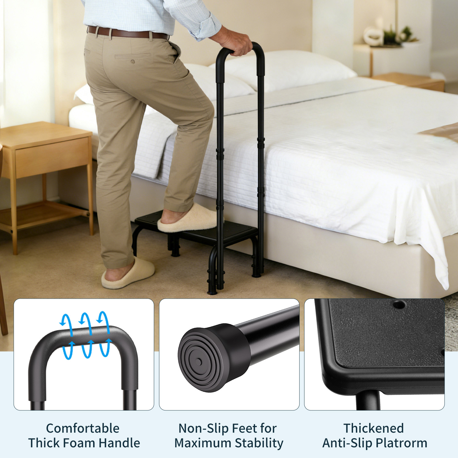SAFH Metal Step Stool with Adjustable Handrail photo 5
