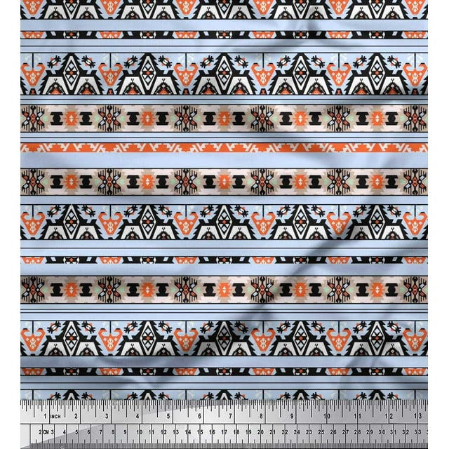 Soimoi Rayon Fabric Aztec Southwestern Printed Fabric 1 Yard 42 Inch Wide