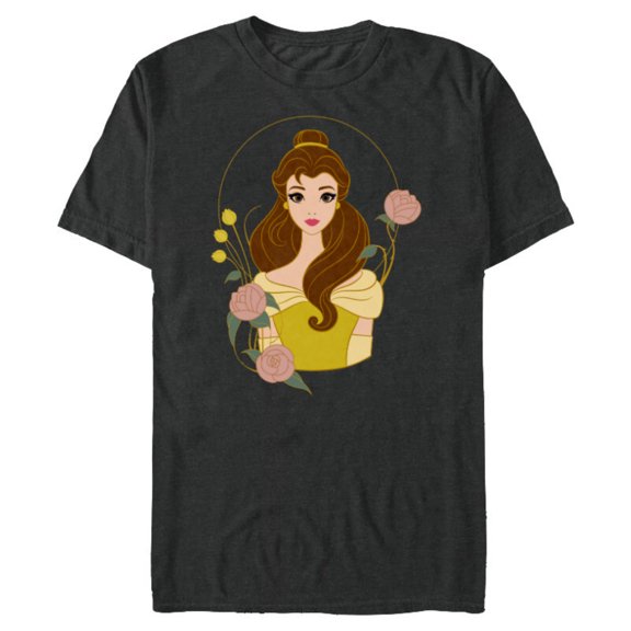 Disney Princess Belle Modern Art Deco Style - Short Sleeve Blended T-Shirt for Adults - Customized-Dark Heather