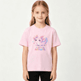 thumbnail image 2 of I Love You Axolotl Girls Graphic Tee, Cute Pink Sea Monster 100% Cotton Kids Short Sleeve T-Shirt, 2 of 5