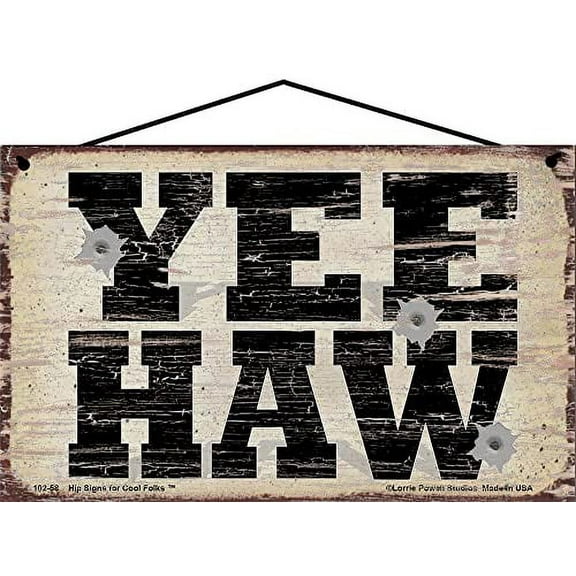 5x8 YEE HAW Vintage-Style Western Sign - Decorative Rustic Cowboy-Themed Home Décor Gift