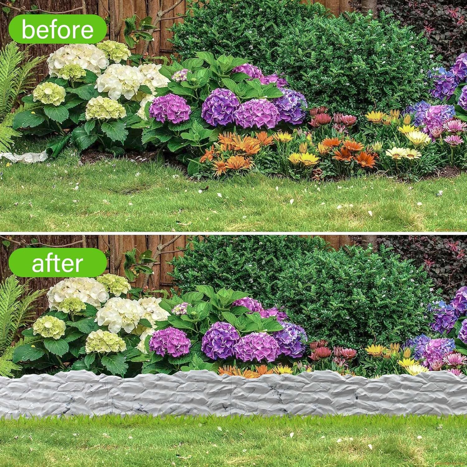 20Pcs Garden Edging Border, 21Ft Marbled Design for Flower Beds, Yard,  & Pathway Landscaping