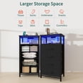 thumbnail image 5 of Night Stand with Charging Station, Led Nightstand with USB Ports and Outlets, End Table with 4 Fabric Drawers and Storage Shelf, Bedside Tables Small Dresser for Small Space and Dorm, Black, 5 of 9