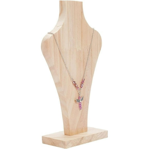 1 pc Bust Wooden Necklace Display Stands Jewelry Holder for Necklace Displays BurlyWood 6x6x22cm