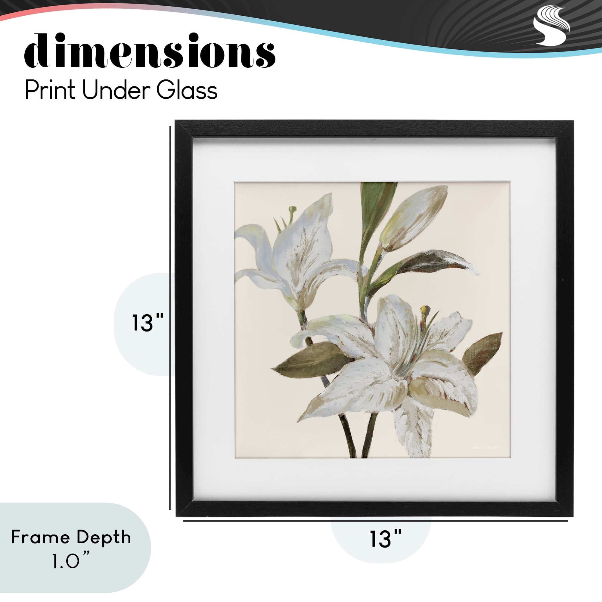 Stupell Industries Lilies Soft Beige Black Framed Print Under Glass, design by Lanie Loreth