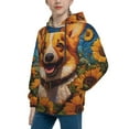 thumbnail image 2 of Daiia Artistic Sunflower Corgi for Boys Fashion Hoodies & Sweatshirts with Kangaroo Pocket,Hooded Sweatshirt for Kid, Breathable& Moisture Wicking-X-Large, 2 of 6