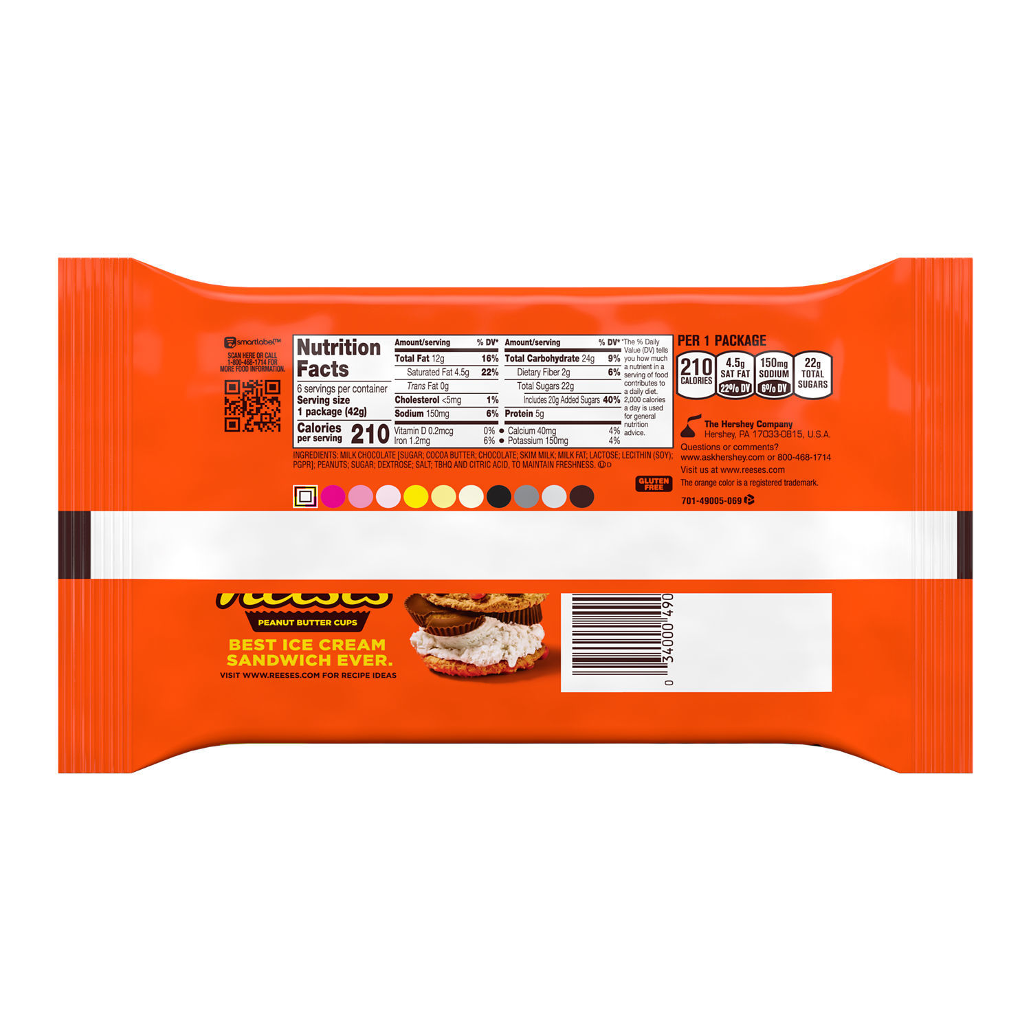 Reese's Milk Chocolate Peanut Butter Cups Candy, Packs 1.5 oz, 6 Count - image 3 of 9