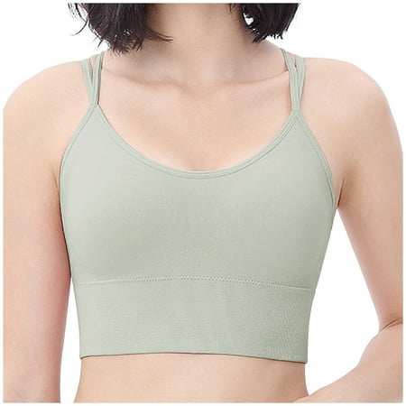 

HTNBO Wireless Bra for Women Sports Bra Yoga Sports Wirefree Ladies Green L