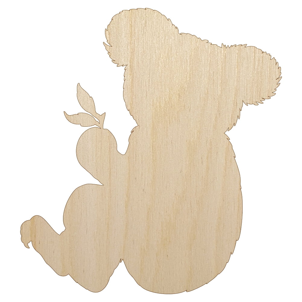 Koala with Leaves Solid Wood Shape Unfinished Piece Cutout Craft DIY  Projects  Inch Size - 1/8 Inch Thick 