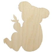 Koala with Leaves Solid Wood Shape Unfinished Piece Cutout Craft DIY Projects - 4.70 Inch Size - 1/8 Inch Thick