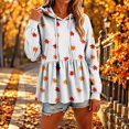 thumbnail image 4 of Xdegoge Womens Fall Pumpkin Print Hooded Sweatshirts Long Sleeve Babydoll Peplum Pullover Ruffle Hem Graphic Tops Casual Thanksgiving Clothes, 4 of 7