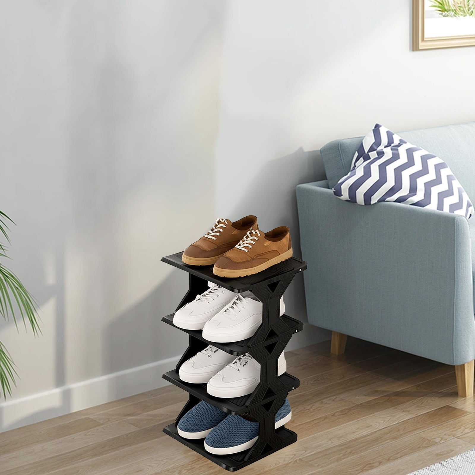 Merryso 2-Tier Small Plastic Shoe Rack - Tool-Free Assembly, Removable Washable, Ideal for Entryway - Heavy Duty, Non-Fading, 20.07x10.62x10.23in