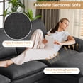 thumbnail image 5 of Ktaxon 120" W Sectional Convertible Sofa U Shaped Modular Couch with Double Chaise Coarse Linen Sleeper Set with 3 Oversized Seats Black, 5 of 10