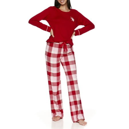 

U.S. Polo Assn. Women s 3pc Long Sleeve Top Jogger Pant and Shorts Lounge Pajama Sleep Set