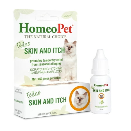 HomeoPet Feline Skin and Itch Natural Itch-Relief Solution for Cats, 15-Milliliter Bottle