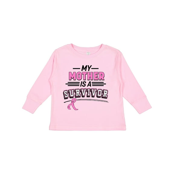 Inktastic My Mother is a Survivor Breast Cancer Awareness Boys or Girls Long Sleeve Toddler T-Shirt