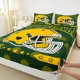 thumbnail image 3 of jejeloiu Rugby Ball Game Queen Sheet Sets,Green Yellow Bed Set For Men Women 4pcs, 3 of 7