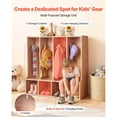 thumbnail image 2 of KFFKFF 4-Section Kids Coat Locker, Wooden Toddler Cubby Storage Organizer with 8 Hooks & Non-Slip Mat, Modern Kid Coat Cubbies with 4 Small Open Storage Boxes for Home, Natural, 2 of 9