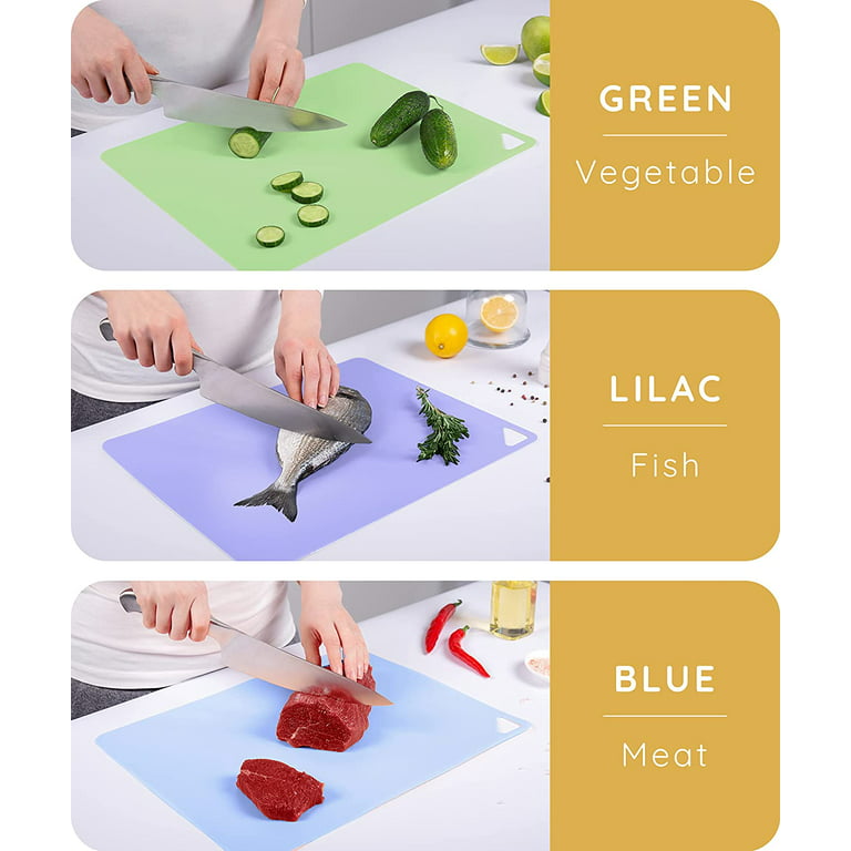 Extra Thin Flexible Cutting Boards for Kitchen | Set of 3 | BPA-Free Cutting Mats for Cooking, Cutting Board Mats | Non Slip Cutting Sheets 