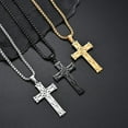 thumbnail image 6 of Cross Necklace for Men,Stainless Steel Black Gold Silver Jesus Christ Crucifix Pendant Necklaces Meaningful Religious Jewelry，60cm Rolo Chain, 6 of 6