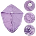 thumbnail image 5 of Toalla de microfibra para secar el cabello con hebilla ajustable, gorro de secado rápido para mujer, color morado., 5 of 5