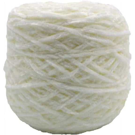 ERDOUY 250g Chenille Velvet Yarn Cream Bulky Vegan Soft Yarn Velvet Knitting Yarn Polyester Blended Cotton Chenille Yarn Hand Knitting Yarn Crochet Thread for Clothing Hat Scarf Blanket