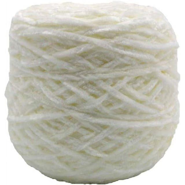 Zhuge Hilo de terciopelo de chenilla de 250 g, color crema, voluminoso, vegano, suave, para tejer, hilo de terciopelo, mezcla de poliéster y algodón, hilo de chenilla