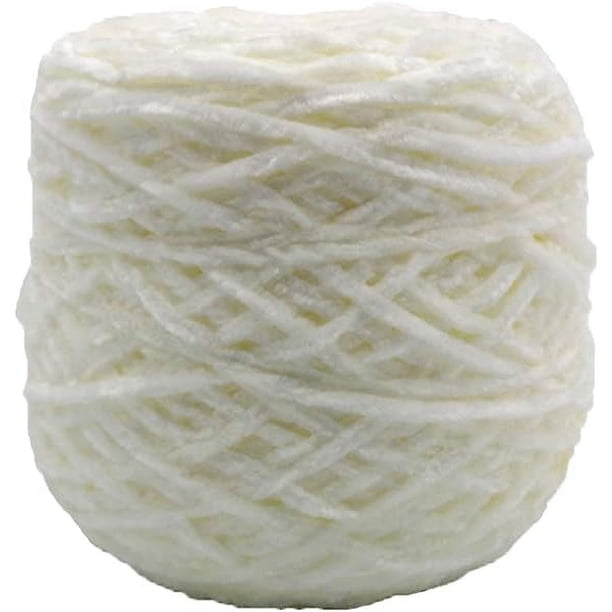 Zhuge Hilo de terciopelo de chenilla de 250 g, color crema, voluminoso, vegano, suave, para tejer, hilo de terciopelo, mezcla de poliéster y algodón, hilo de chenilla