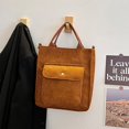 thumbnail image 2 of Yvsxxv Brown Large Corduroy Shoulder Bag, Vintage Casual Zippered Tote with Outside Pocket, 12.6*11.02*3.15inch, 2 of 7
