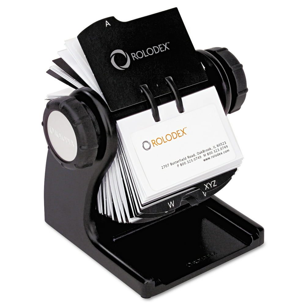 Rolodex Wood Tones Open Rotary Business Card File Holds 400 2 5/8 x 4