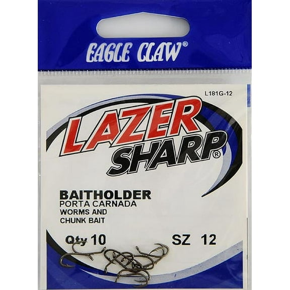 Lazer Sharp L181GH-12 Baitholder Hook, Bronze, Size 12