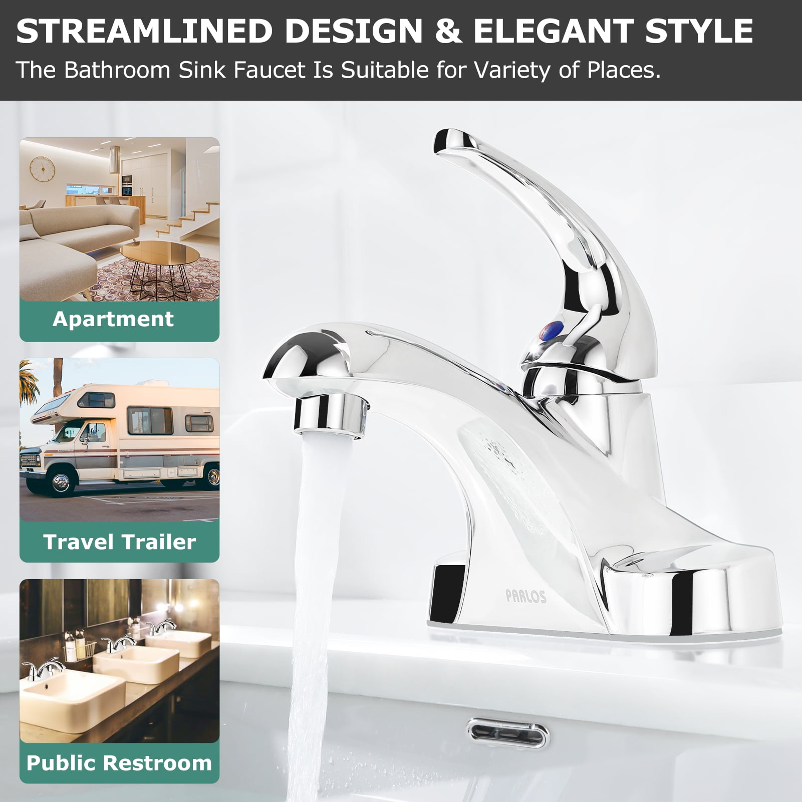 Parlos Centerset Single-handle Bathroom Faucet with Drain Assembly