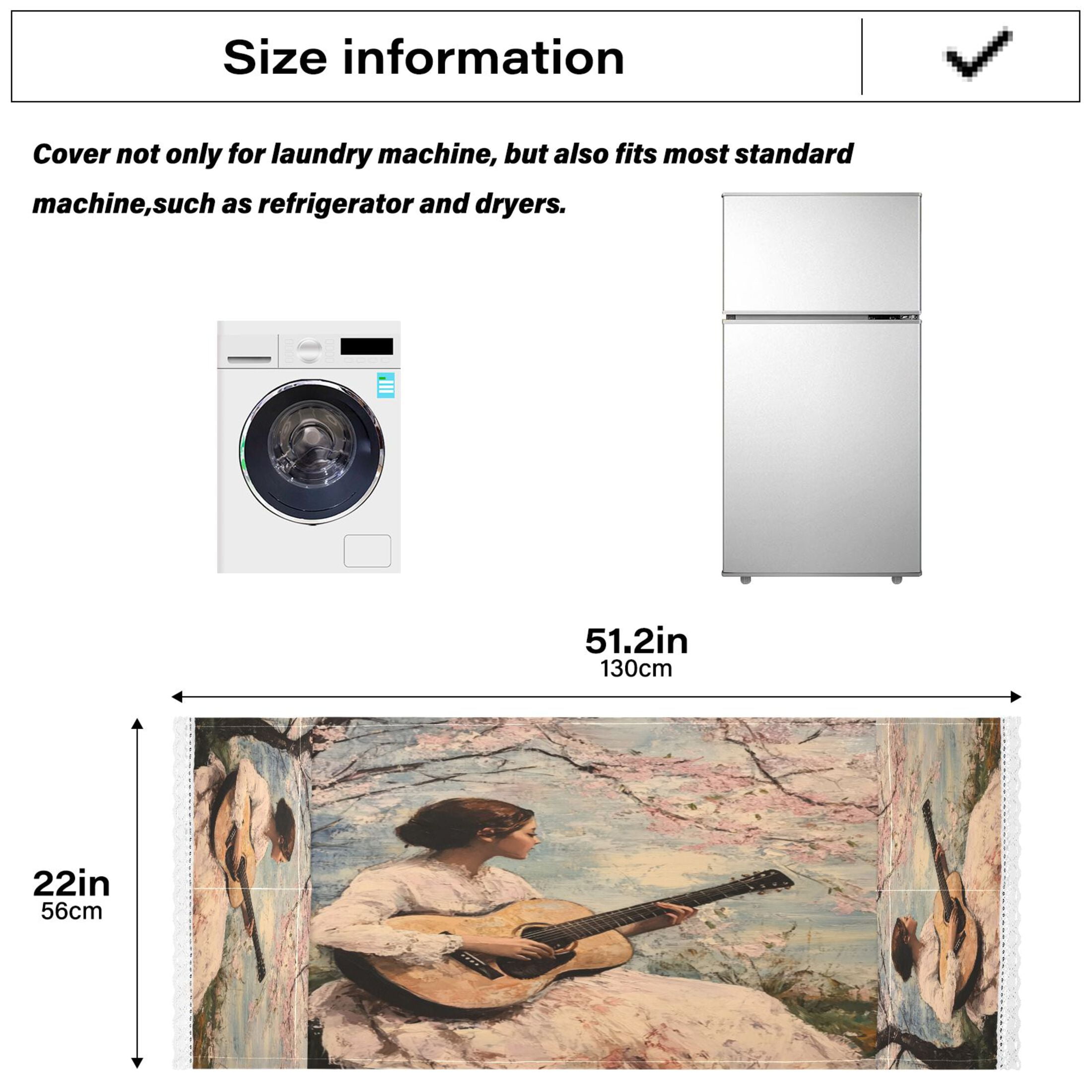 Season Of Cherry BlossomsWasher and Dryer Covers Dust-Proof and Oil Resistant Fridge Cover with 4 Storage Pockets Washing Machine Top Cover for Laundry Kitchen Home 51.2 x 22 In