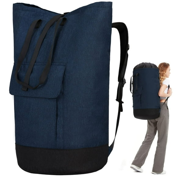 Bolsa de lavandería extra grande y resistente con correas, artículos esenciales para el dormitorio universitario, bolsa de ropa sucia para viajes, playa, acampada, apartamento y lavandería