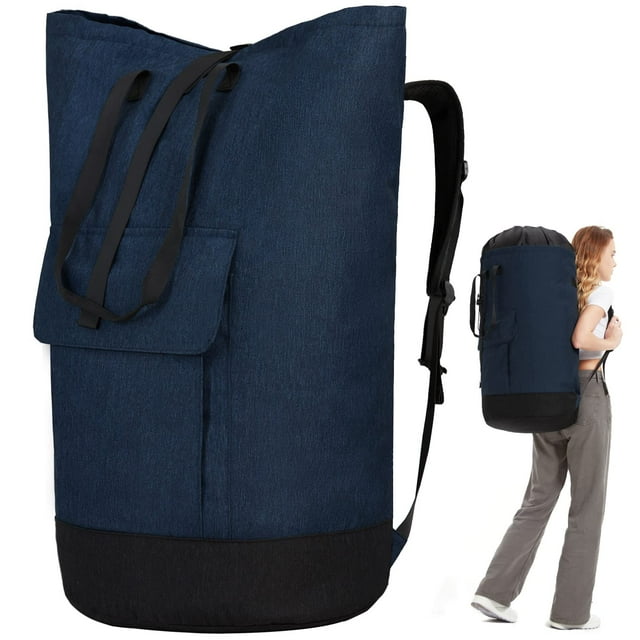 Bolsa de lavandería extra grande y resistente con correas, artículos esenciales para el dormitorio universitario, bolsa de ropa sucia para viajes, playa, acampada, apartamento y lavandería