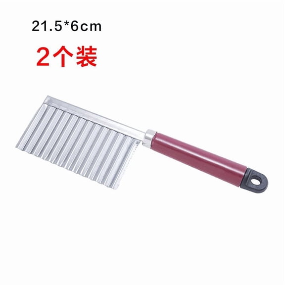 2 Pcs Wavy Potato Cutter, Stainless Steel Crinkle Blade Knife with Ergonomic Handle, 8.5 x 2.4 in / 21.5 x 6 cm, Kitchen Cutter for French Fries, Vegetable, Carrot, Chopping, Red