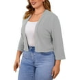 thumbnail image 2 of DreamFish Women's Plus Size 3/4 Sleeve Cropped Cardigans Open Front Short Shrugs for Dresses, 2 of 4